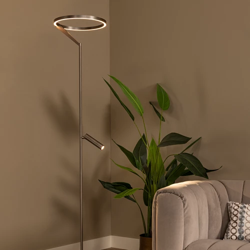 Lucide APPLAUSE - Floor lamp - Ø 33 cm - LED Dim. - CCT - 2700K/4000K - Grey iron | Premium - atmosphere 1